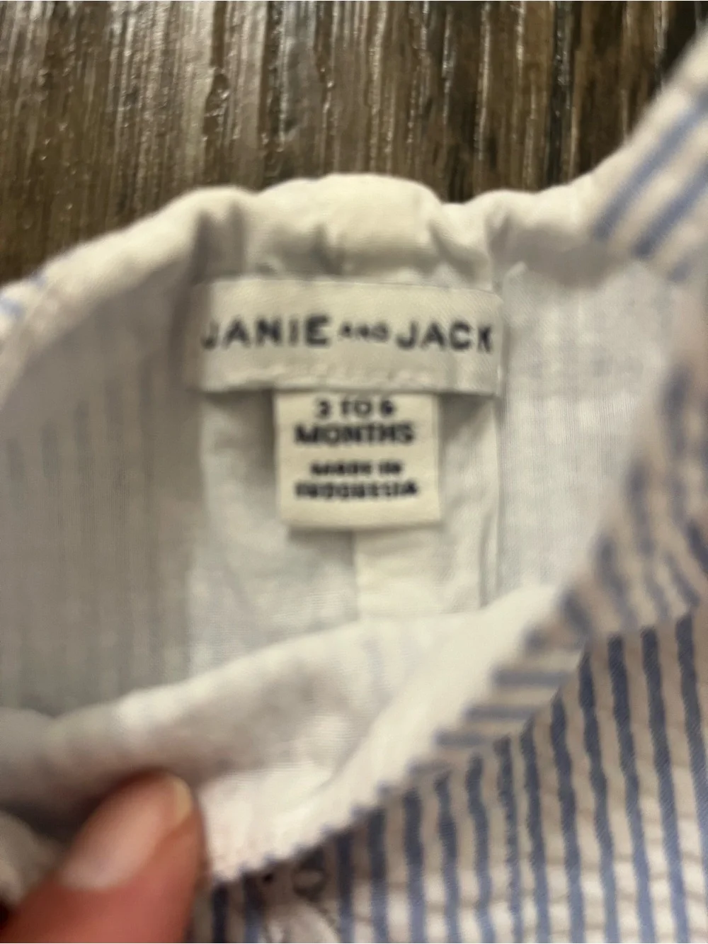 Janie and Jack Light Blue and White Striped Seersucker Romper